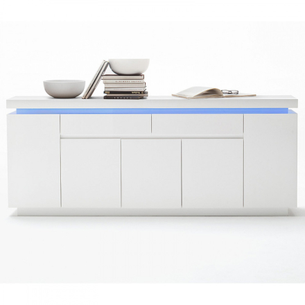 Ocean polcos-fiókos komód lakkozott MDF LED világítással 200 cm