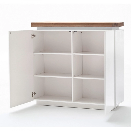 Romina polcos komód lakkozott MDF LED világítással 120 cm