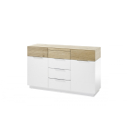 Dubai 4 fiókos komód tölgy, fehér 136 cm