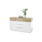 Dubai 4 fiókos komód tölgy, fehér 136 cm