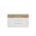 Dubai 4 fiókos komód tölgy, fehér 136 cm