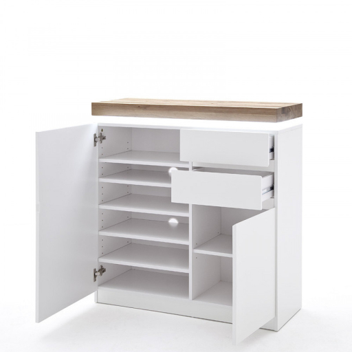 ROMINA cipősszekrény matt fehér színű MDF-ből LED világítással 91 x 38 x 97 cm