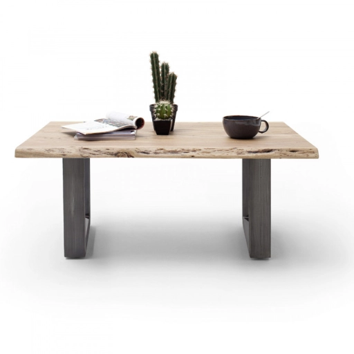 CARTAGENA dohányzó asztal akácfa 110x70cm - U alakú antikolt lábbal - Natúr
