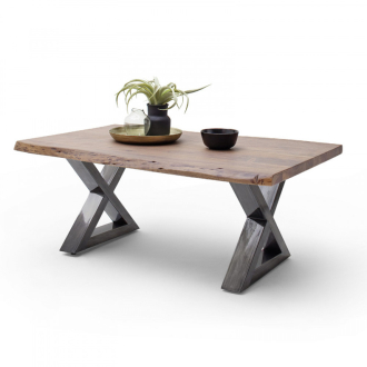   CARTAGENA dohányzó asztal akácfa 110x70cm - X alakú antikolt lábbal - Dió