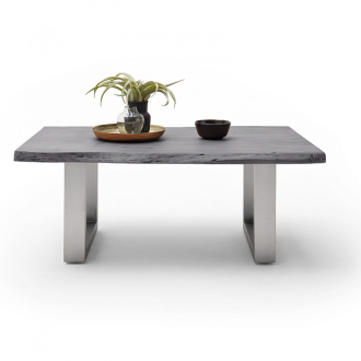   CARTAGENA dohányzó asztal akácfa 110x70cm - U alakú szálcsiszolt lábbal - Szürke