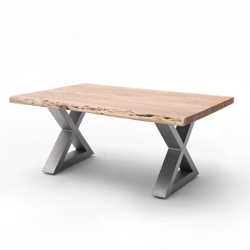 CARTAGENA dohányzó asztal akácfa 110x70cm - X alakú szálcsiszolt lábbal - Natúr
