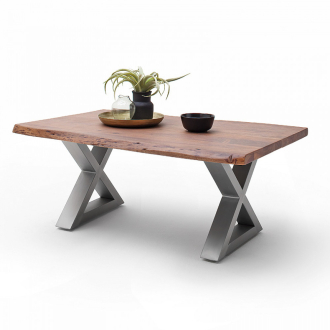   CARTAGENA dohányzó asztal akácfa 110x70cm - X alakú szálcsiszolt lábbal - Dió