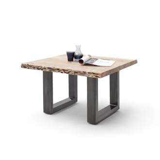   CARTAGENA dohányzó asztal akácfa 75x75cm - U alakú antikolt lábbal - Natúr