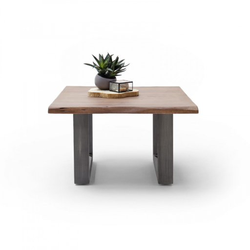 CARTAGENA dohányzó asztal akácfa 75x75cm - U alakú antikolt lábbal - Dió