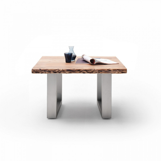 CARTAGENA dohányzó asztal akácfa 75x75cm - U alakú szálcsiszolt lábbal - Natúr