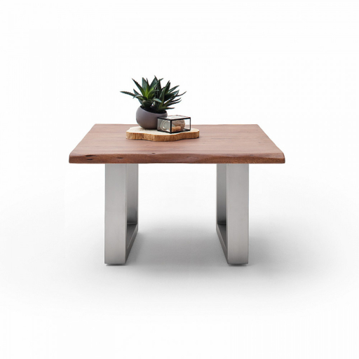 CARTAGENA dohányzó asztal akácfa 75x75cm - U alakú szálcsiszolt lábbal - Dió