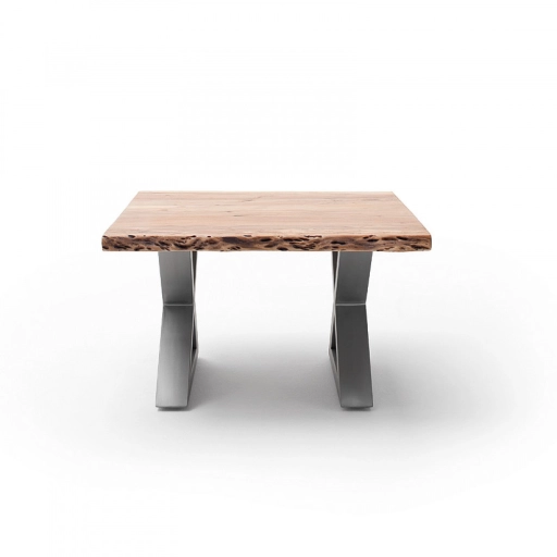 CARTAGENA dohányzó asztal akácfa 75x75cm - X alakú szálcsiszolt lábbal - Natúr