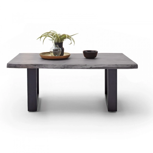 CARTAGENA dohányzó asztal akácfa 110x70cm - U alakú antracit szürke lábbal - Szürke
