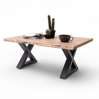   CARTAGENA dohányzó asztal akácfa 110x70cm - X alakú antracit szürke lábbal - Natúr