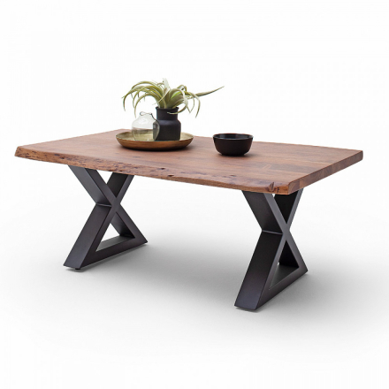 CARTAGENA dohányzó asztal akácfa 110x70cm - X alakú antracit szürke lábbal - Dió
