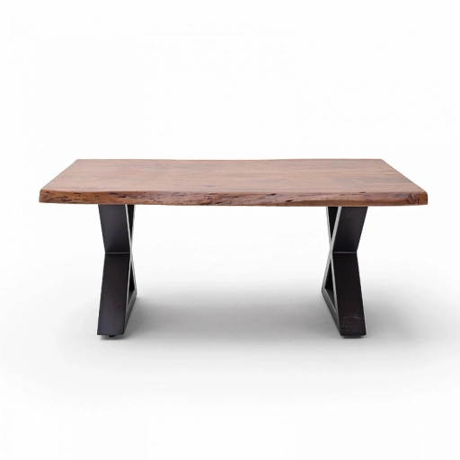 CARTAGENA dohányzó asztal akácfa 110x70cm - X alakú antracit szürke lábbal - Dió