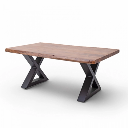 CARTAGENA dohányzó asztal akácfa 110x70cm - X alakú antracit szürke lábbal - Dió