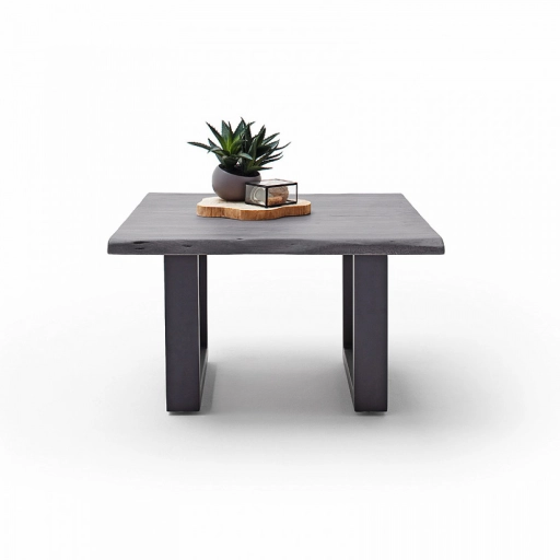 CARTAGENA dohányzó asztal akácfa 75x75cm - U alakú antracit szürke lábbal - Szürke