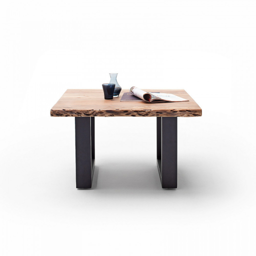 CARTAGENA dohányzó asztal akácfa 75x75cm - U alakú antracit szürke lábbal - Natúr