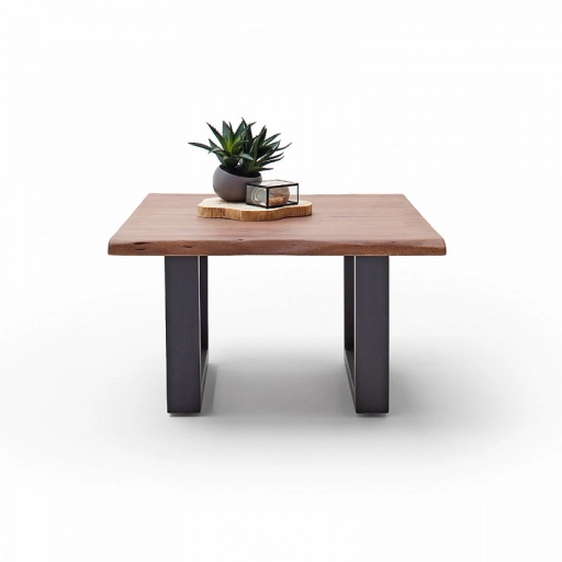 CARTAGENA dohányzó asztal akácfa 75x75cm - U alakú antracit szürke lábbal - Dió