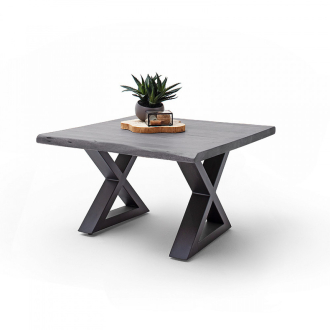   CARTAGENA dohányzó asztal akácfa 75x75cm - X alakú antracit szürke lábbal - Szürke