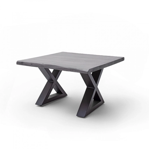 CARTAGENA dohányzó asztal akácfa 75x75cm - X alakú antracit szürke lábbal - Szürke