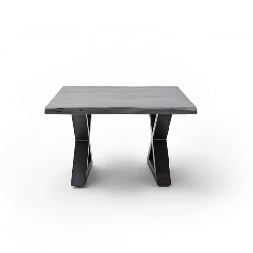 CARTAGENA dohányzó asztal akácfa 75x75cm - X alakú antracit szürke lábbal - Szürke