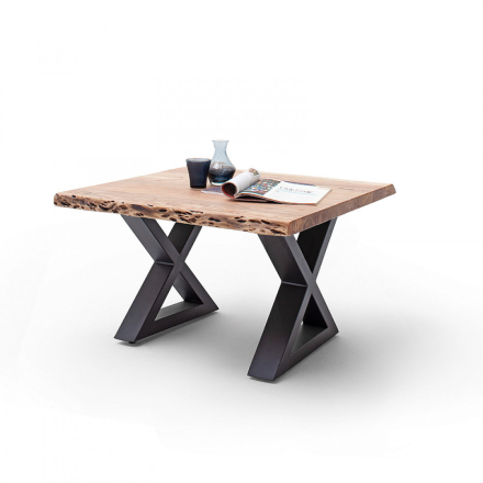 CARTAGENA dohányzó asztal akácfa 75x75cm - X alakú antracit szürke lábbal - Natúr