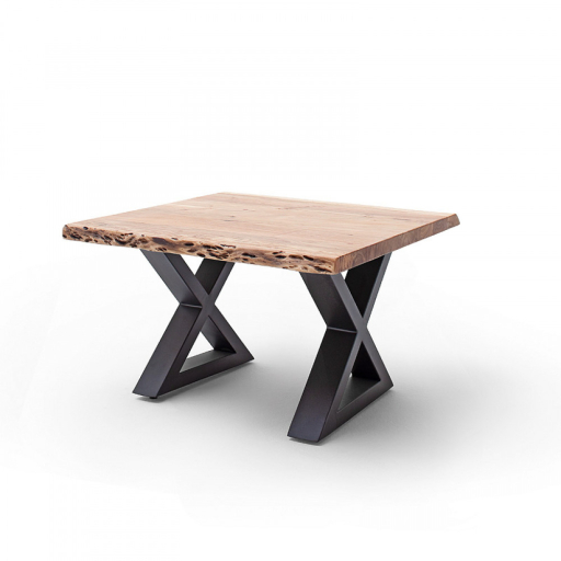 CARTAGENA dohányzó asztal akácfa 75x75cm - X alakú antracit szürke lábbal - Natúr