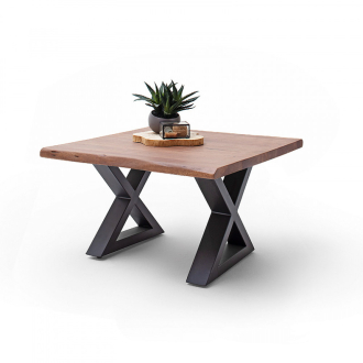   CARTAGENA dohányzó asztal akácfa 75x75cm - X alakú antracit szürke lábbal - Dió