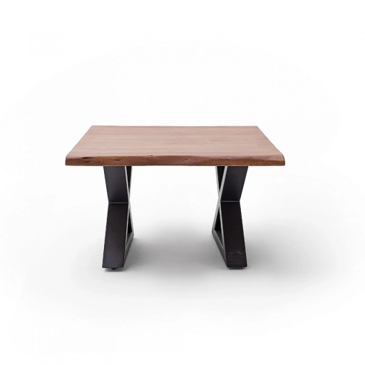 CARTAGENA dohányzó asztal akácfa 75x75cm - X alakú antracit szürke lábbal - Dió