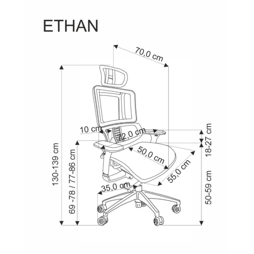 Ethan 150 kg teherbírású irodai forgószék szürke