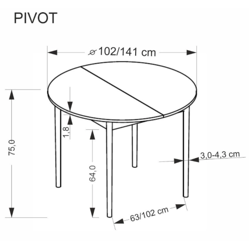 Pivot bővíthető étkezőasztal kasmír/natúr 102-142 cm