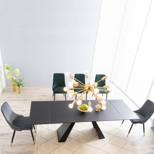 Salvadore bővíthető étkezőasztal matt fekete 160-240cm