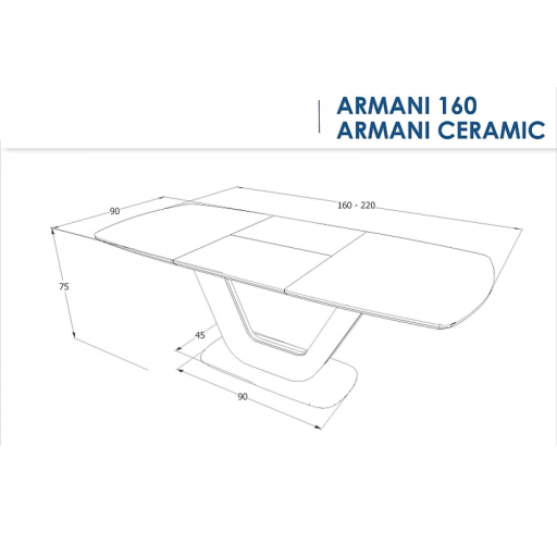 Armani bővíthető kerámia asztal szürke 160-220cm