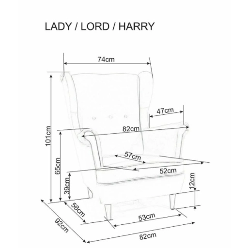 Lady Velvet fotel fekete