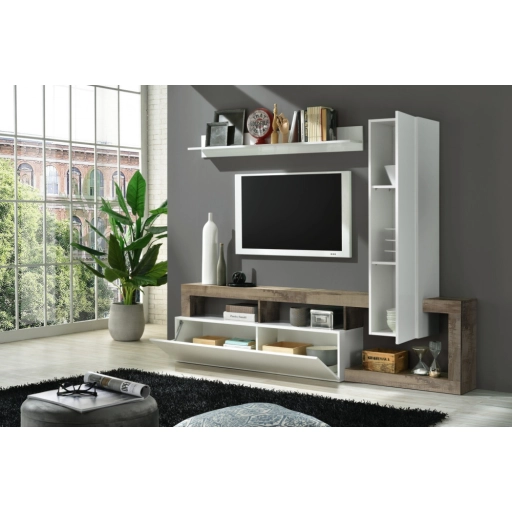 Hamburg TV állvány fehér, pero tölgy 219 cm