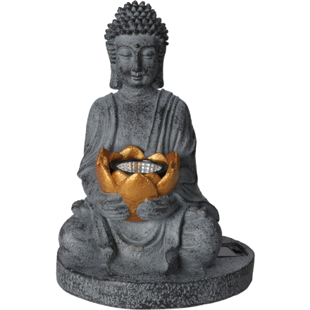 Sona ülő buddha szobor szolár lámpával 25cm