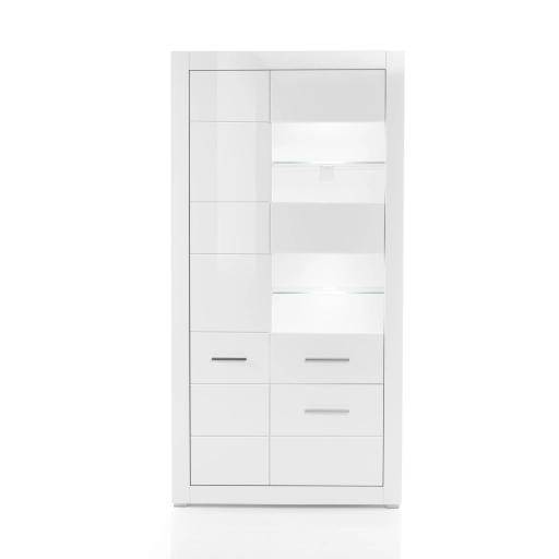Bianco széles-magas vitrin fényes fehér