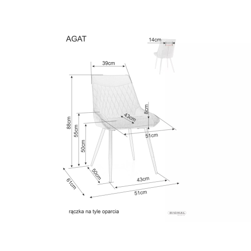 Agat Velvet étkezőszék szürke