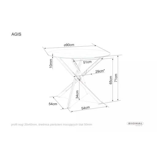 Agis Asztal Kerek 90cm fekete