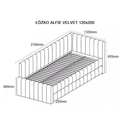 Alfie Velvet ágykeret szürke 120x200cm