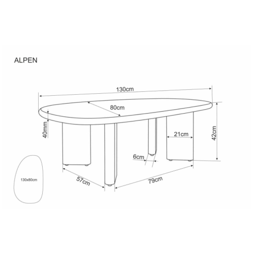 Alpen dohányzóasztal ekrü/tölgy