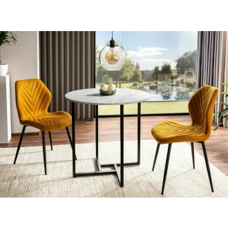 Alto II kerek étkezőasztal fehér márvány/fekete 80 cm