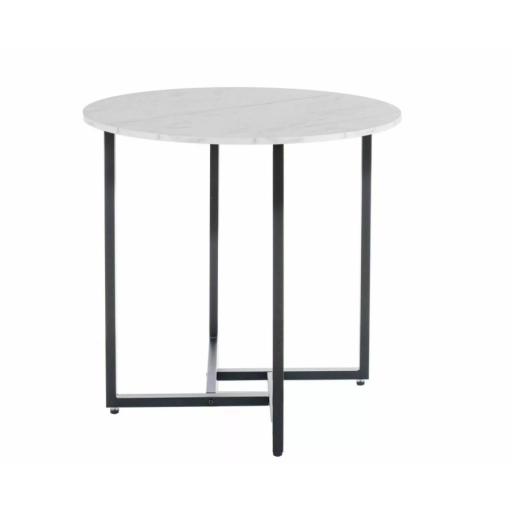 Alto II kerek étkezőasztal fehér márvány/fekete 80 cm