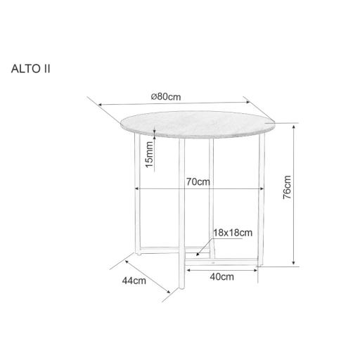 Alto II kerek étkezőasztal fehér márvány/fekete 80 cm