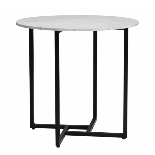 Alto II kerek étkezőasztal fehér márvány/fekete 80 cm