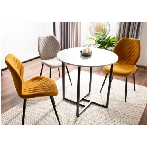 Alto II kerek étkezőasztal fehér márvány/fekete 80 cm