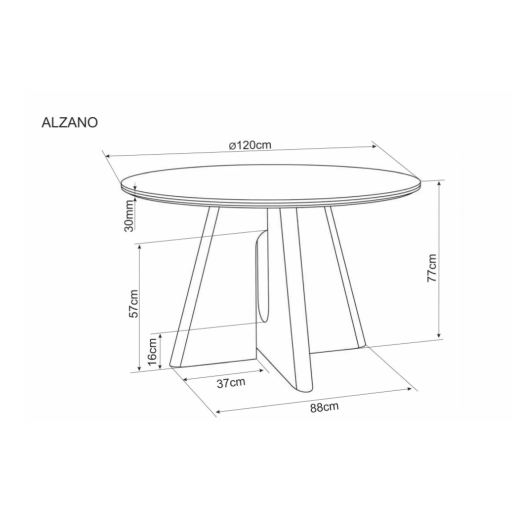 Alzano kerámia étkezőasztal 120cm fehér/tölgy