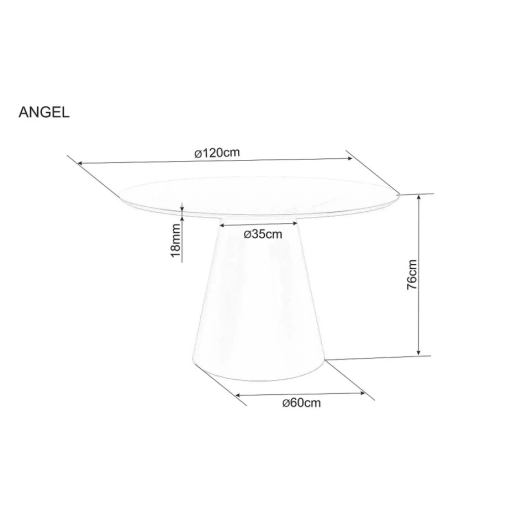 Angel étkezőasztal tölgy-fekete 120cm